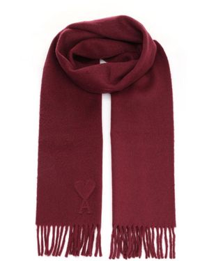 Ami Paris Ami Wool Scarf Ami De Coeur - Red