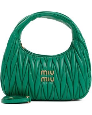 Miu Miu Small Wander Matelassé Hobo Bag - Green