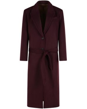 The Attico Burgundy Virgin Wool Blend Long Coat - Red