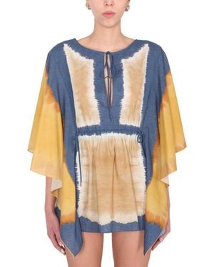 Alberta Ferretti Tie Dye Print Caftan - Blue
