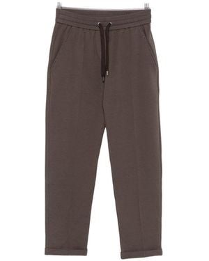 Brunello Cucinelli Cotton Drawstring Pants - Gray