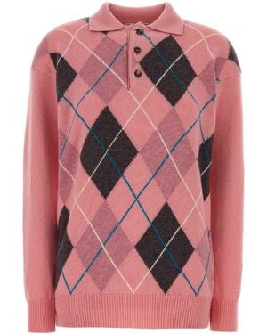 JW Anderson Checks Shirt Collar Polo - Pink