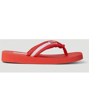 KENZO Logo Patch Flip Flops - Red