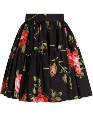 Dolce & Gabbana Cotton Skirt With Iconic Print - Black
