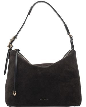 Etro Medium Suede Rosette Shoulder Bag - Black