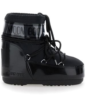 Moon Boot 'Icon' Snow Ankle Boots With Maxi Logo Print On The Side - Black