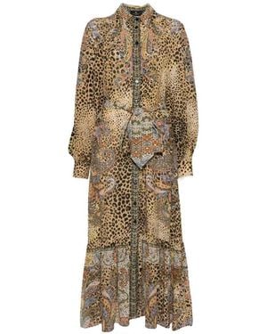 Etro Midi Dress With Paisley Animal Print - Natural
