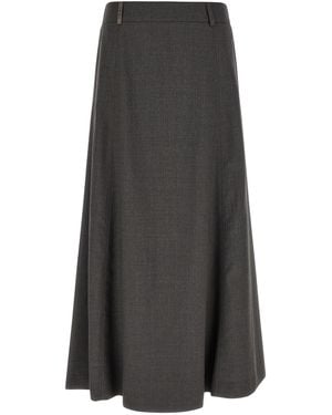 Peserico Flared Skirt With Loops - Gray