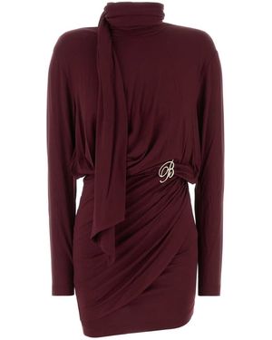 Blumarine Burgundy Jersey Dress - Purple