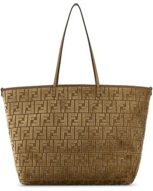 【関税&送料込】Fendi Embroidered Straw Large Roll Shopping Fendi Embroidered Straw Large Roll Shopping Bag in Brown | Lyst
