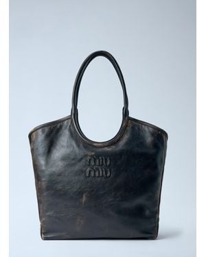 Miu Miu Ivy Leather Tote Bag - Blue