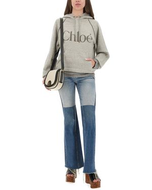 Chloé Oversized Logo Hoodie - Gray