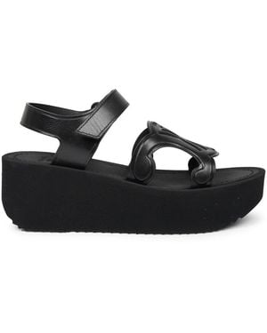 Celine Sunny Leather Sandals With 6 Cm Heel - Black