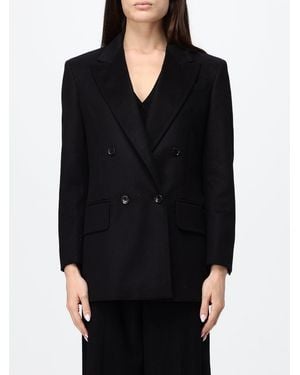 Max Mara Double-Breasted Pure Virgin Wool Blazer With Peak Lapels And Button Closure - Black