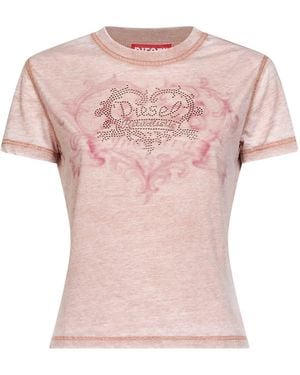 DIESEL Rhinestone-Embellished Jersey T-Ila-Aa1 T-Shirt - Pink