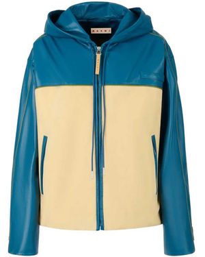 Marni Hooded Leather Jacket - Blue
