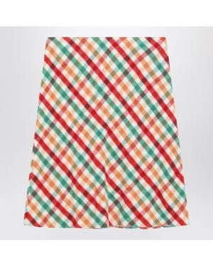 Miu Miu Soy Checkered Skirt And Fleece