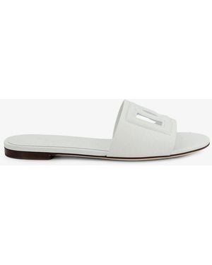 Dolce & Gabbana Dolce & Gabbana Leather Sandals With Dg Millennials Logo - White