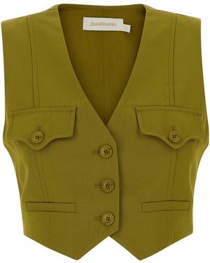 Zimmermann Pistachio Twill Luna Vest - Green