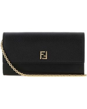 Fendi Leather Ff Wallet - Black