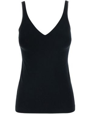 Brunello Cucinelli V-Neck Top With Jewelry Details On The Edges - Black