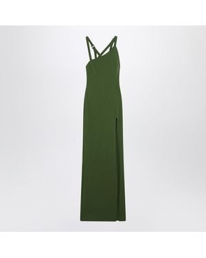 The Attico Long Dress With Slit - Green