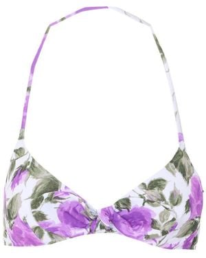 Chloé Rose-Print Top Bikini - Purple