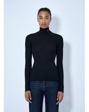 Prada Ribbed Turtleneck Top - Blue