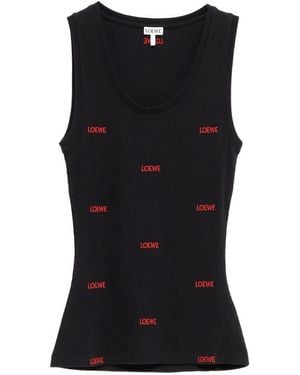 Loewe Logo Cotton Tank Top - Black