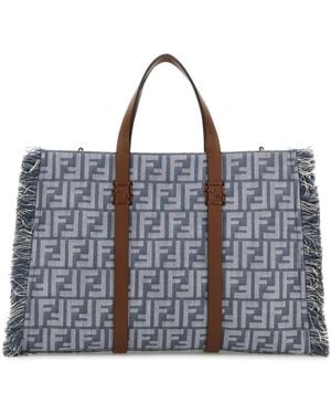 トートバッグ Fendi Embroidered Canvas Raffia Summer Shopping Bag Fendi Embroidered Canvas Raffia Summer Shopping Bag in
