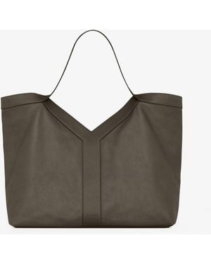 Saint Laurent Y Oversize Leather Tote Bag - Gray