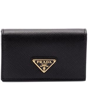 Prada Saffiano Leather Card Holder - Black