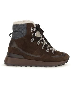 Brunello Cucinelli Suede Lace-Up Ankle Boots - Brown