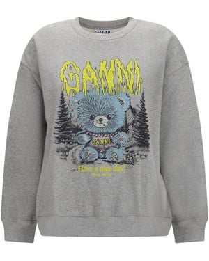 Ganni Isoli Teddy Forest Sweatshirt - Gray