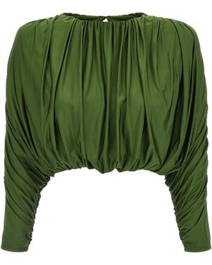 Self-Portrait Self Portrait Short Top With Ripples - Green