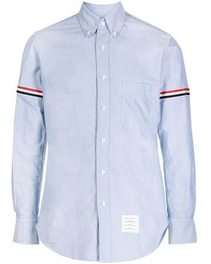 Thom Browne Oxford Button-Down Shirt With Rwb Armbands - Blue