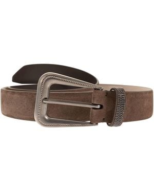 Brunello Cucinelli Suede Calfskin Belt - Brown