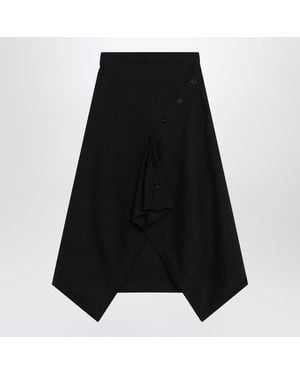 Lemaire Merino Wool Blend Midi Skirt - Black