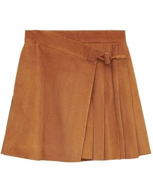 Loewe Suede Mini Skirt - Brown