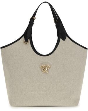 Versace Tote Fabric Calf Leather - Gray