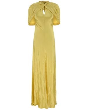 Alberta Ferretti Yellow Satin Long Dress