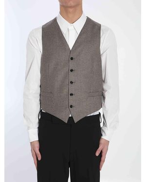 Celine Striped Flannel Vest - Gray