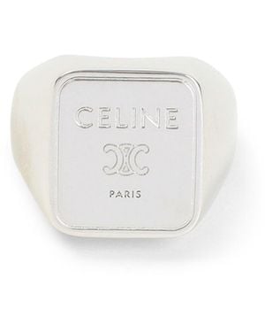 Celine Square Signet Ring - White