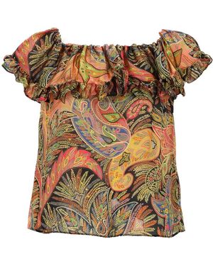 Etro Paisley Off Shoulder Top - Brown