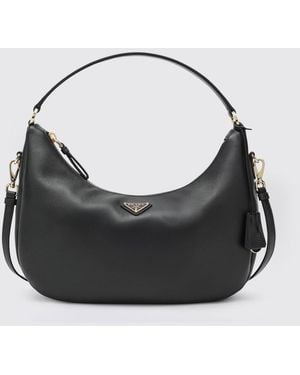 Prada Leather Hobo Bag - Black