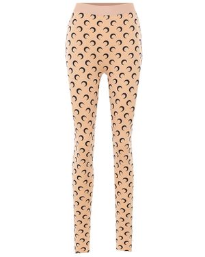 Marine Serre Recycled Moon Jersey Stirrup Leggings - Metallic