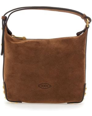 Tod's Handbag With Top Handle And Metal Dots - Brown