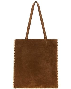 Prada Suede Large Shopping Bag - Brown