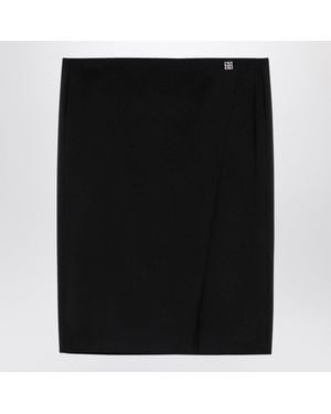 Givenchy Wool Skirt With Metal Button 4G - Black
