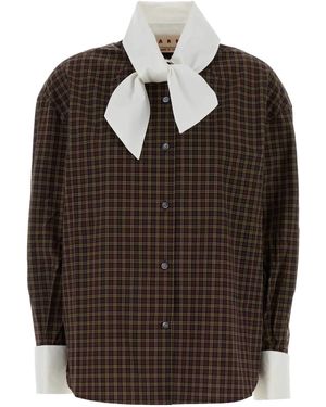 Marni Embroidered Poplin Oversized Shirt - Brown